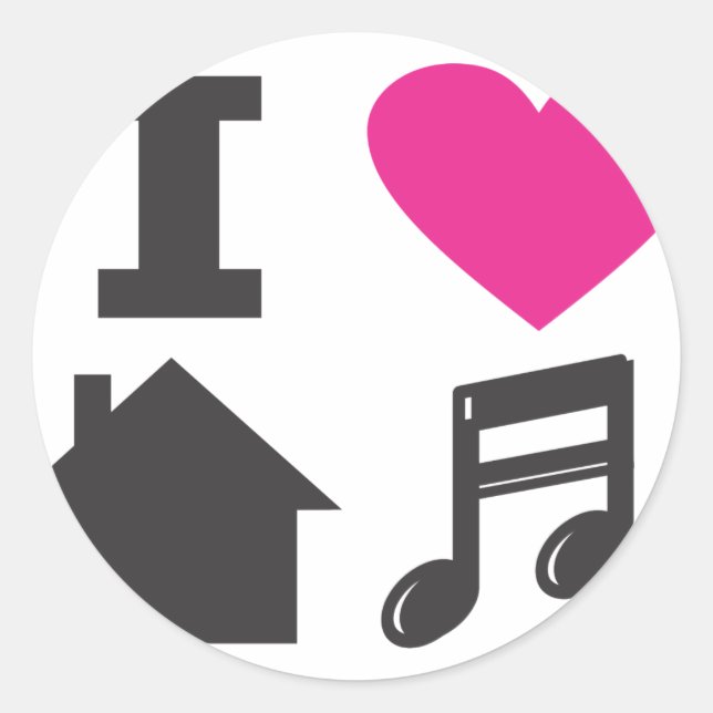 I love house music classic round sticker (Front)