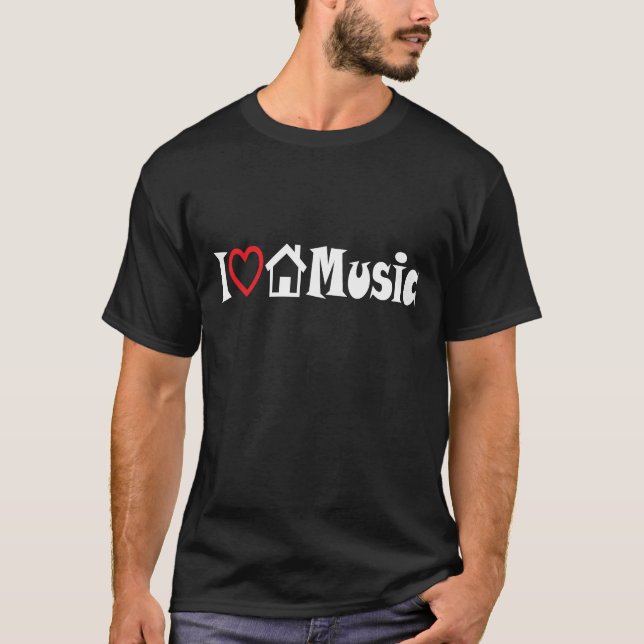 I Love House Music Dark T-Shirt (Front)