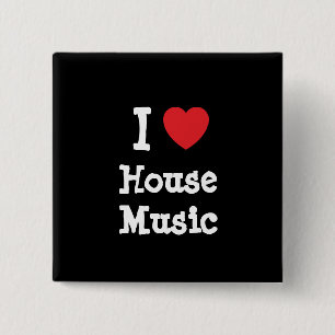 I love House Music heart custom personalised 15 Cm Square Badge