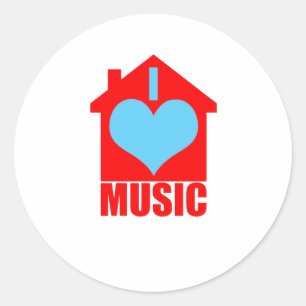 I Love House Music - Heart House Classic Round Sticker