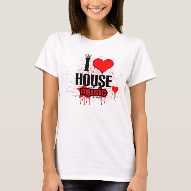 I Love House Music Ladies Tee (Front)