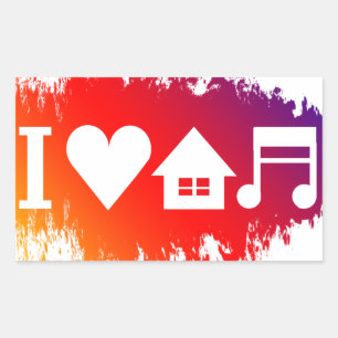 I love house music rectangular sticker