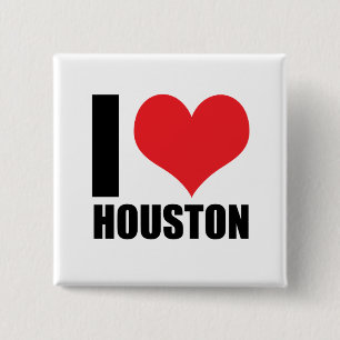 I love Houston 15 Cm Square Badge