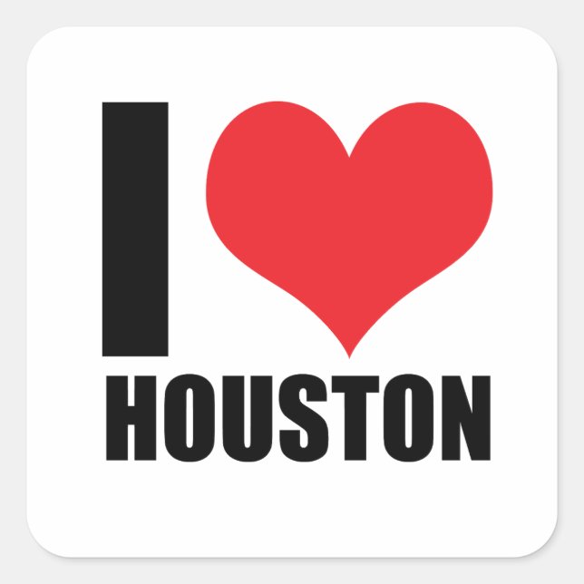 I love Houston Square Sticker (Front)