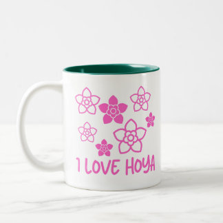 I Love Hoya Hot Pink Floral Plant Collector  Two-Tone Coffee Mug