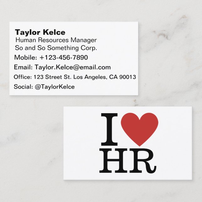 I ❤️ Love HR  - HR Department/Staff -  Business Card (Front/Back)