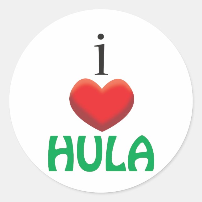 I LOVE HULA CLASSIC ROUND STICKER (Front)