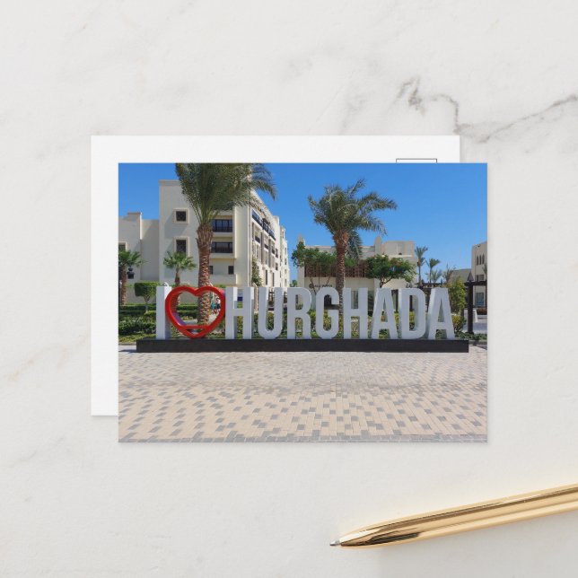 I love Hurghada Egypt Vacation Souvenir Photo Postcard (Front/Back In Situ)
