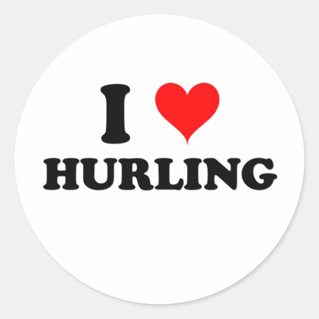 I Love Hurling Classic Round Sticker (Front)