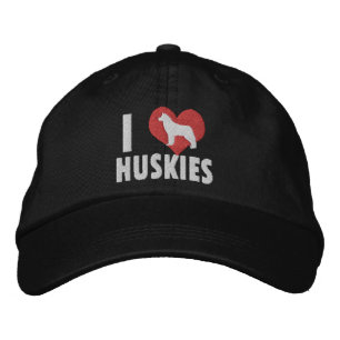 I Love Huskies Dark Embroidered Hat