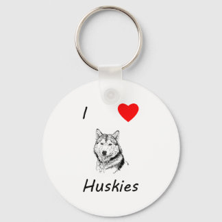 I Love Huskies Key Ring