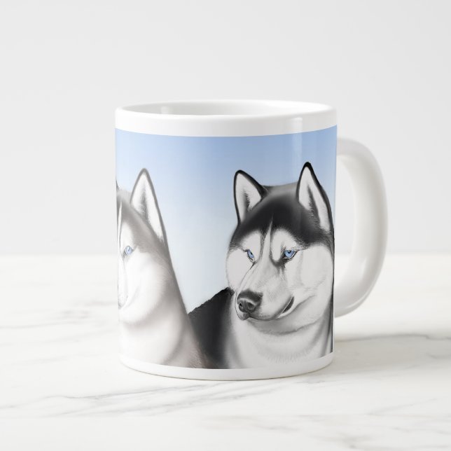 I Love Husky Dogs Jumbo Mug (Front Right)