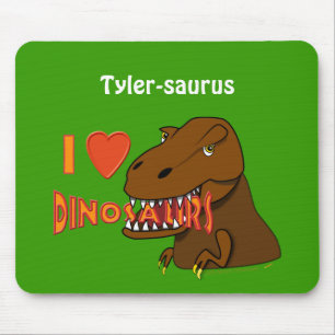 I Love I Heart Dinosaurs Cartoon Tyrranosaurus Rex Mouse Pad