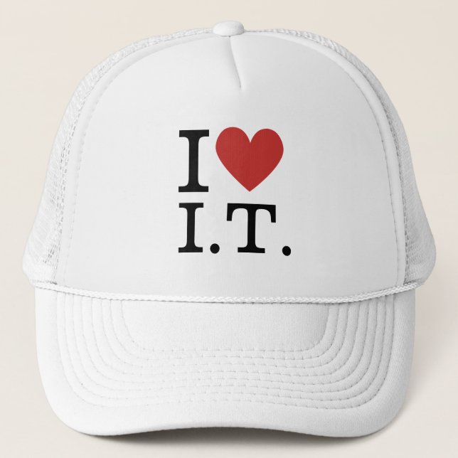 I ❤️ Love I.T. CUSTOMIZABLE  Trucker Hat (Front)