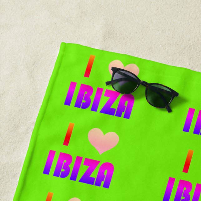 I love Ibiza multi-colour Beach Towel (In Situ)