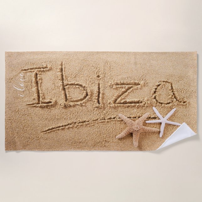 I Love Ibiza Summer Custom Beach Towel (Front)
