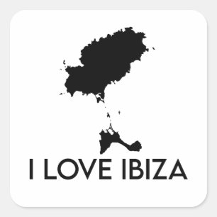 I Love Ibiza (White) Square Sticker