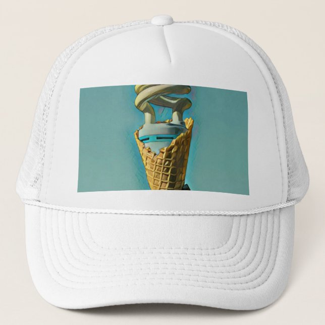 I love ice cream artwork trucker hat (Front)