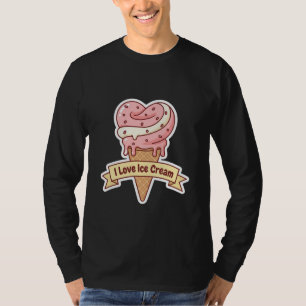 "I Love Ice Cream" Heart Swirl Cone T-Shirt