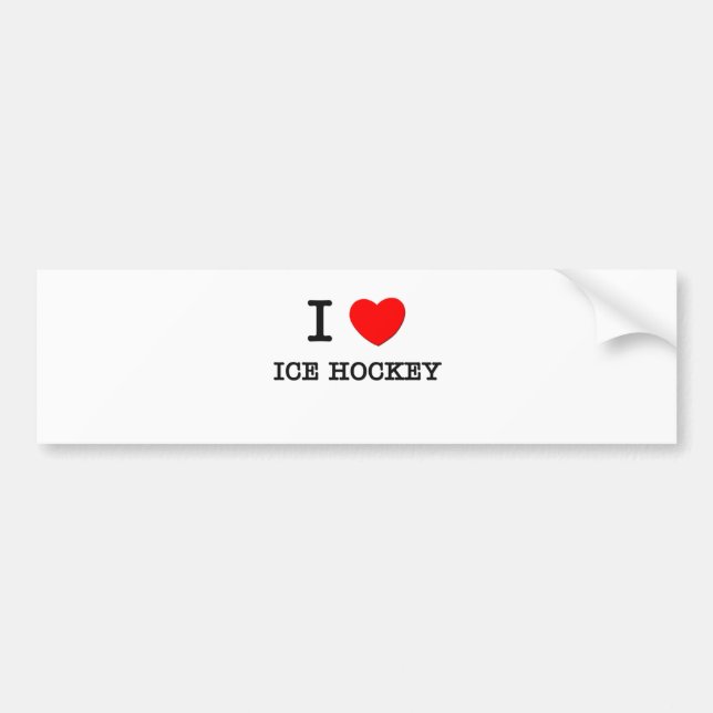 I Love Ice Hockey Bumper Sticker (Front)