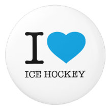 I LOVE ICE HOCKEY CERAMIC KNOB