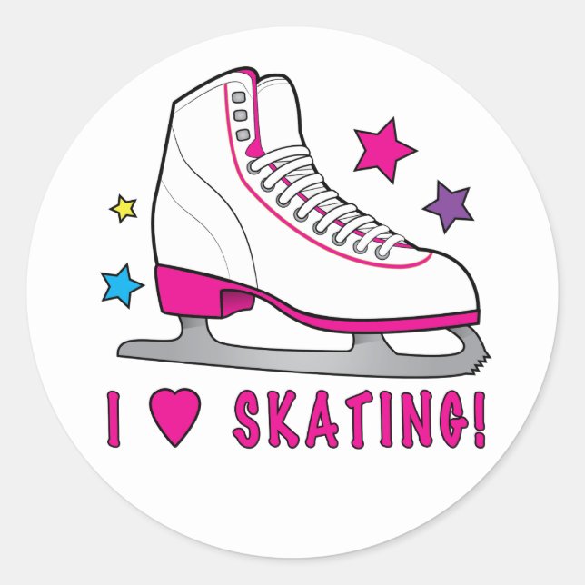 I Love Ice Skating! Classic Round Sticker (Front)