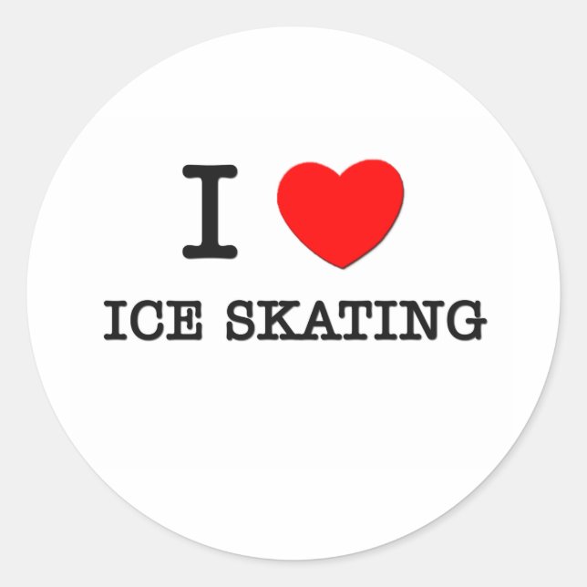 I Love Ice Skating Classic Round Sticker (Front)