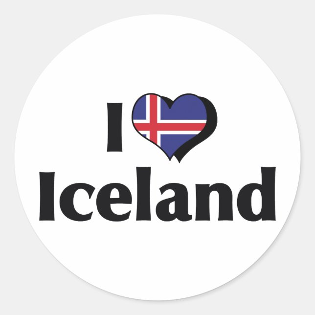 I Love Iceland Flag Classic Round Sticker (Front)