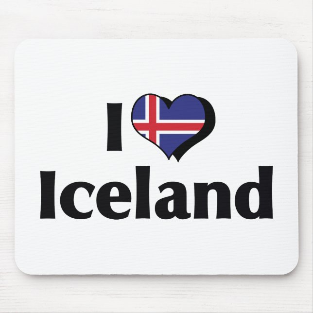 I Love Iceland Flag Mouse Pad (Front)