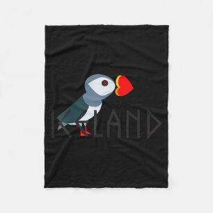 I Love Iceland Puffin Icelandic Gift Fleece Blanket