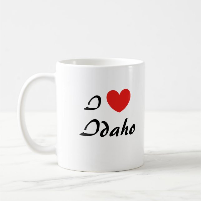 I Love Idaho Heart Typography Coffee Mug (Left)