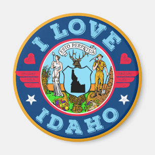 I Love Idaho State Map and Flag Magnet