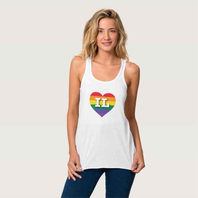 I Love Illinois Rainbow Heart Singlet (Front Full)