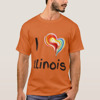 I Love Illinois with a Colourful Swirling Heart T-Shirt