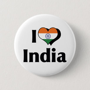 I Love India Flag 6 Cm Round Badge