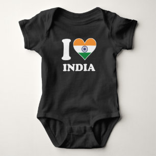 I Love India Indian Flag Heart Baby Bodysuit