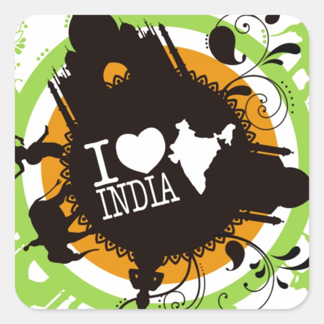 I love india square sticker (Front)