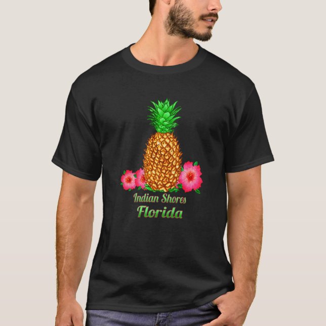 I Love Indian Shores Florida Fl Pineapple Floral T-Shirt (Front)