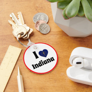I love Indiana & Indiana Heart - travel / sports Key Ring