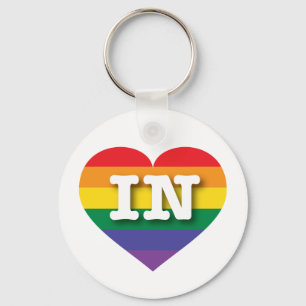 I Love Indiana Rainbow Heart Key Ring