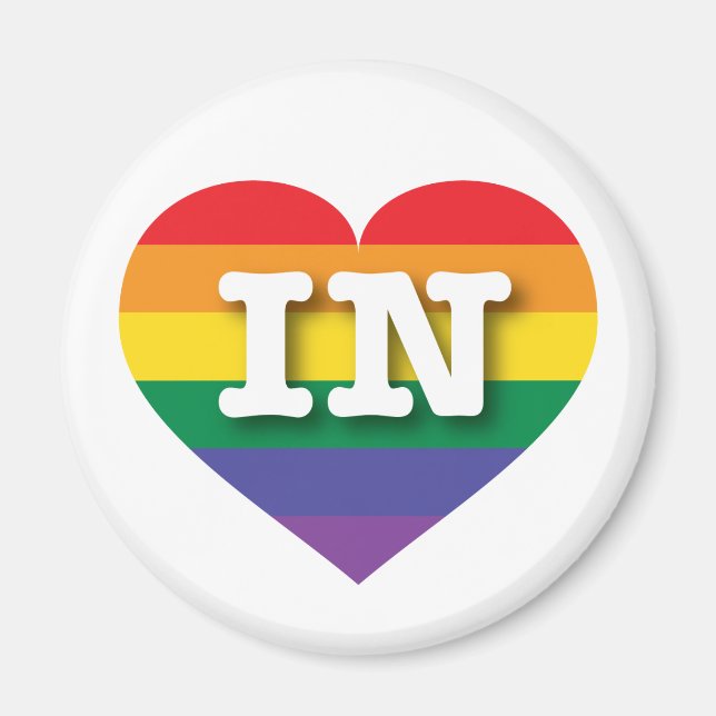 I Love Indiana Rainbow Heart Magnet (Front)