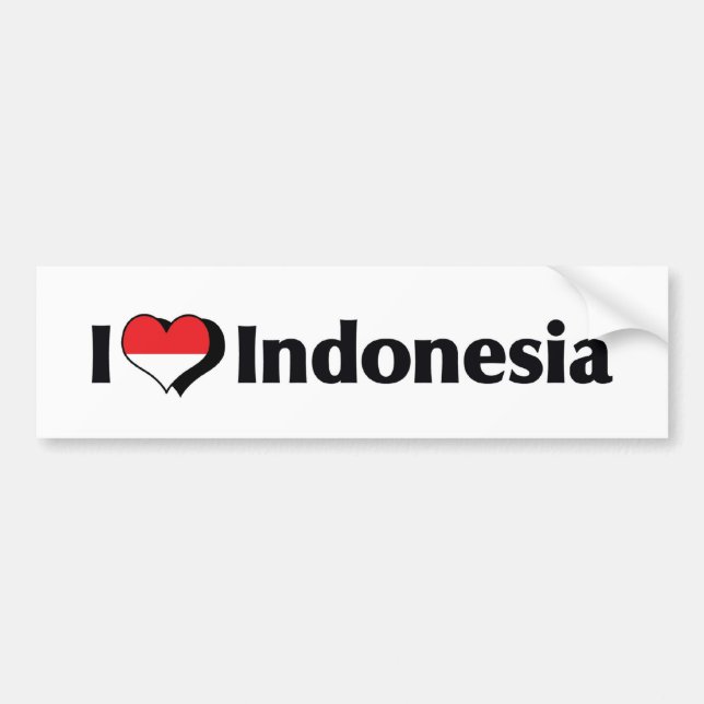 I Love Indonesia Flag Bumper Sticker (Front)