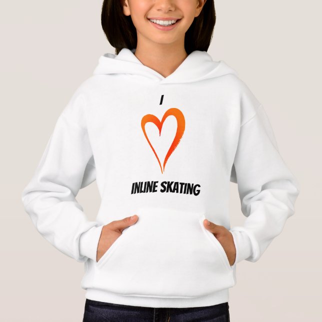 I Love Inline Skating - Kids Pullover Hoodie (Front)