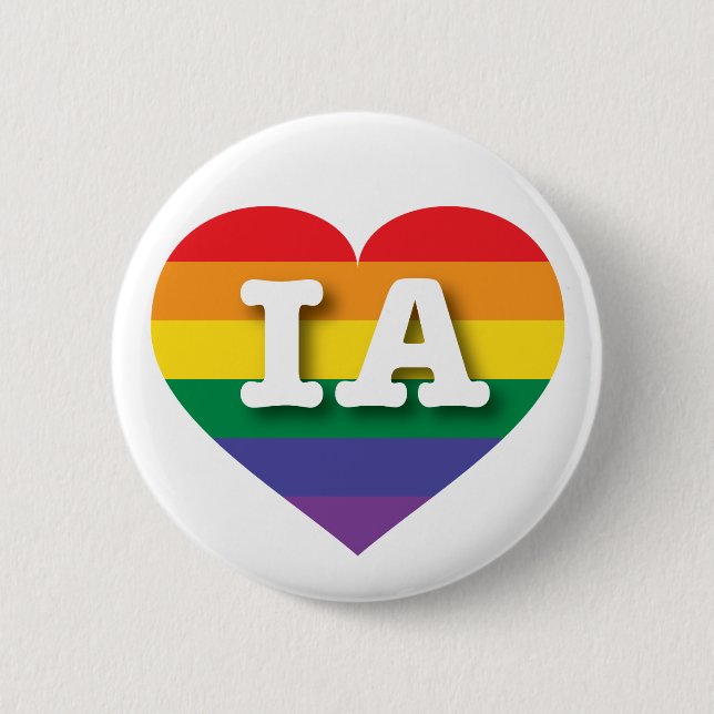 I love Iowa Gay Pride Rainbow Heart 6 Cm Round Badge (Front)