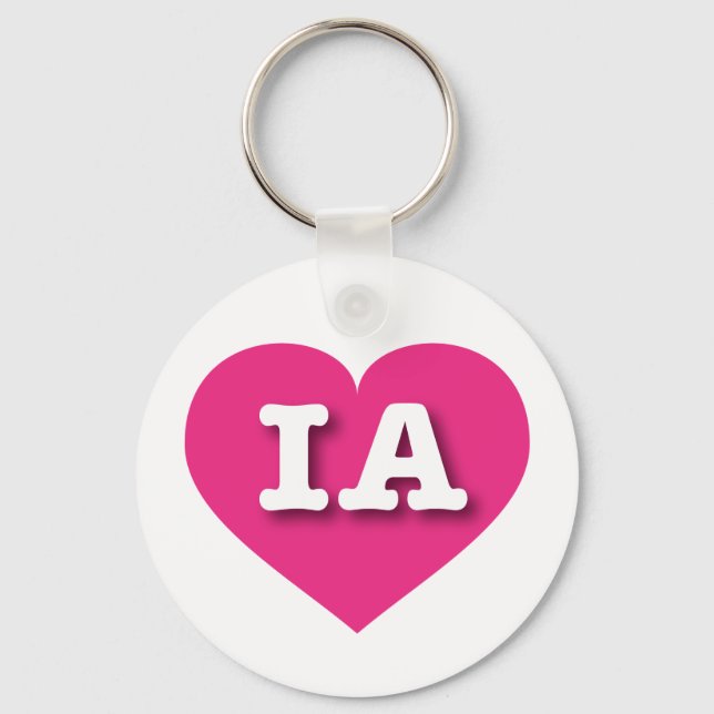 I love Iowa - IA hot pink heart Key Ring (Front)