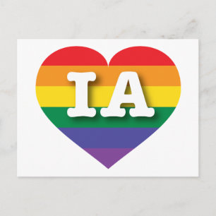 I Love Iowa Rainbow Heart Postcard