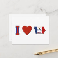 I Love Iowa Shaped State Flag Big Red Heart