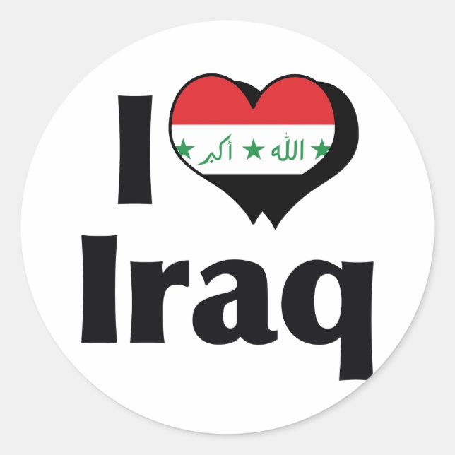 I Love Iraq Flag Classic Round Sticker (Front)