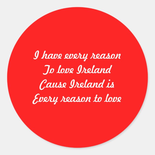 I love Ireland Classic Round Sticker (Front)