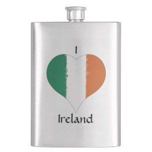 I Love Ireland Distressed Painted Heart Flag Hip Flask
